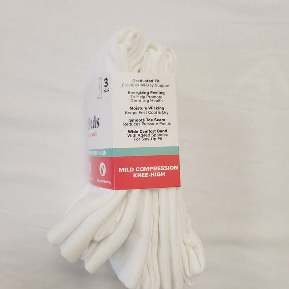 Medipeds Socks Womans Large 10-13 White Knee High Mild Compression Moisture Wick - Picture 3 of 7